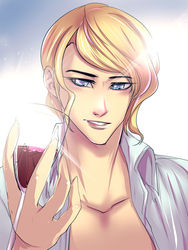 Size: 750x1000 | Tagged: safe, artist:bakki, prince blueblood, human, g4, bishonen, humanized, wine, wine glass