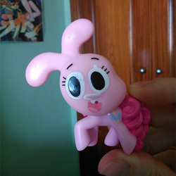 Size: 500x500 | Tagged: safe, pinkie pie, g4, anais watterson, blind bag, female, irl, nightmare fuel, photo, the amazing world of gumball, this is why we can't have nice things, toy, wat, what has science done