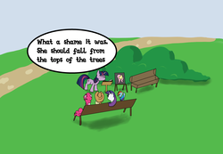 Size: 3750x2594 | Tagged: safe, artist:rainb0wdashie, applejack, pinkie pie, rainbow dash, rarity, twilight sparkle, ask lonershy, g4, casket, funeral, high res, portrait, sad, speech bubble