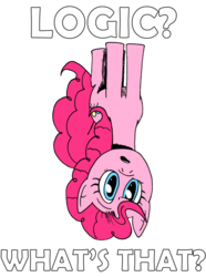 Size: 800x1075 | Tagged: safe, artist:cartoon-eric, pinkie pie, g4, female, fuck logic, in which pinkie pie forgets how to gravity, logic, open mouth, pinkie being pinkie, pinkie physics, raised eyebrow, simple background, solo, transparent background, upside down