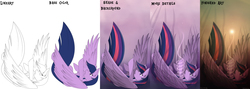 Size: 2500x889 | Tagged: safe, artist:oobrushstrokeoo, twilight sparkle, alicorn, pony, g4, base color, detailed, falling, female, lineart, mare, progress, shade, twilight sparkle (alicorn)