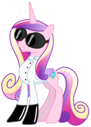 Size: 4300x6000 | Tagged: safe, artist:magister39, princess cadance, g4, absurd resolution, adorkable, clothes, cute, cutedance, dork, female, goggles, grin, lab coat, mad scientist, scientist, simple background, smiling, solo, transparent background, vector