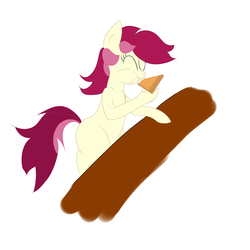 Size: 4000x4000 | Tagged: dead source, safe, artist:cylosis, roseluck, earth pony, pony, g4, eating, female, mare, pie, simple background, solo, white background