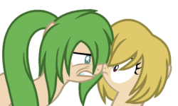 Size: 814x488 | Tagged: safe, artist:ivuiadopts, artist:xx-chanour, pony, base used, duo, female, gritted teeth, higurashi no naku koro ni, mare, ponified, satoko houjou, shion sonozaki, teeth, when the cicadas cry