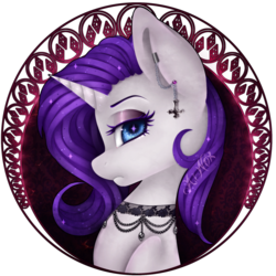 Size: 900x900 | Tagged: safe, artist:leelah-sama, rarity, pony, unicorn, g4, bust, choker, ear piercing, earring, female, helix piercing, jewelry, piercing, portrait, solo