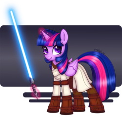 Size: 961x924 | Tagged: safe, artist:ctb-36, twilight sparkle, alicorn, pony, g4, crossover, female, jedi, lightsaber, magic, mare, solo, star wars, telekinesis, twilight sparkle (alicorn)