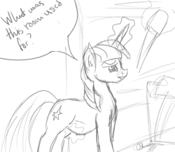 Size: 1276x1110 | Tagged: safe, artist:patch, twilight sparkle, g4, belly, castle, female, monochrome, pregnant, sketch, solo, torch