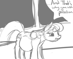 Size: 1086x890 | Tagged: safe, artist:patch, cheerilee, earth pony, pony, g4, belly, female, grumpy, monochrome, pregnant, sex education, sketch, solo, unwanted pregnancy