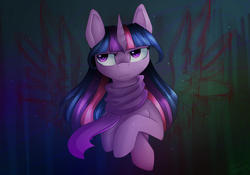 Size: 2490x1745 | Tagged: safe, artist:snowsky-s, twilight sparkle, g4, clothes, female, scarf, solo