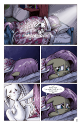 Size: 1393x2167 | Tagged: safe, artist:saturdaymorningproj, angel bunny, fluttershy, comic:angelic flutterboom, g4, bed, comic, crying