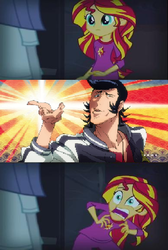 Size: 388x576 | Tagged: safe, sunset shimmer, equestria girls, g4, my little pony equestria girls: rainbow rocks, dandy, exploitable meme, meme, space dandy, sunset screamer