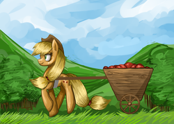 Size: 1280x914 | Tagged: safe, artist:clrb, applejack, g4, apple, female, profile, solo