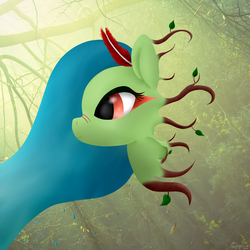 Size: 2500x2500 | Tagged: safe, artist:mrs-ponylicious, oc, oc only, pony, feather, head, high res, leaves, mother nature, ponified, roots, solo