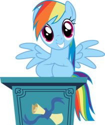 Size: 4205x5012 | Tagged: safe, artist:tomfraggle, part of a set, rainbow dash, applebuck season, g4, absurd resolution, female, podium, simple background, solo, transparent background, vector