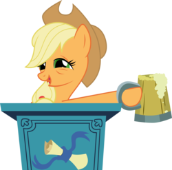 Size: 4949x4895 | Tagged: safe, artist:tomfraggle, applejack, g4, absurd resolution, cider, drunk, drunk aj, mug, out of context, podium, simple background, transparent background, vector