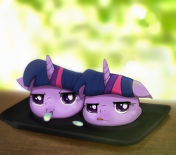 Size: 500x440 | Tagged: safe, artist:youhoujou, twilight sparkle, yukkuri, g4, duality, female, floppy ears, horn, pixiv, solo, touhou, twiman, wat