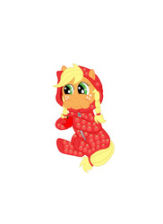 Size: 2550x3507 | Tagged: safe, artist:spellboundcanvas, applejack, g4, apple, clothes, cute, footed sleeper, high res, pajamas