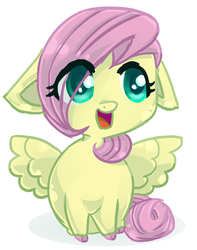 Size: 3003x3815 | Tagged: safe, artist:digisprinkles, fluttershy, g4, chibi, cloven hooves, cute, female, high res, shyabetes, solo, unshorn fetlocks