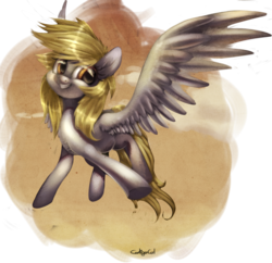 Size: 1024x991 | Tagged: safe, artist:carligercarl, derpy hooves, pegasus, pony, g4, female, mare, smiling, solo, spread wings