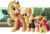 Size: 2000x1348 | Tagged: safe, artist:ruhisu, apple bloom, applejack, oc, oc:brave wing, pegasus, pony, g4, accessory swap, clothes, cowboy hat, family, female, fence, filly, hat, jacket, male, mare, pilot, shipping, smiling, stallion, straight