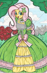 Size: 1024x1582 | Tagged: safe, artist:ponygoddess, part of a set, fluttershy, equestria girls, g4, clothes, country lolita, dress, female, lolita fashion, solo