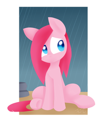 Size: 893x996 | Tagged: safe, artist:fj-c, pinkie pie, earth pony, pony, g4, cute, cuteamena, female, pinkamena diane pie, rain, sad, solo