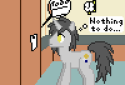 Size: 500x340 | Tagged: safe, artist:thejakevale, oc, oc only, oc:clockwork gear, pony, comic:clockworkfamily, comic, male, pixel art, solo, stallion