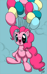 Size: 1200x1900 | Tagged: safe, artist:lux121, pinkie pie, g4, balloon, female, solo, then watch her balloons lift her up to the sky