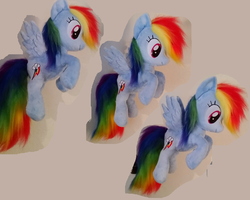 Size: 3320x2656 | Tagged: safe, artist:epicrainbowcrafts, rainbow dash, g4, beanie (plushie), floating, high res, irl, photo, plushie, solo