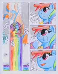 Size: 787x1015 | Tagged: safe, artist:the1king, rainbow dash, rarity, pony, comic:fluttershy and the rainbow factory, fanfic:rainbow factory, g4, comic, makeup, parody, roald dahl, running makeup, wet, wet mane, wet mane rarity, willy wonka, willy wonka and the chocolate factory