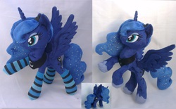 Size: 2960x1840 | Tagged: safe, artist:epicrainbowcrafts, princess luna, g4, clothes, irl, photo, plushie, posable, socks, solo, striped socks