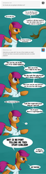 Size: 1800x6798 | Tagged: safe, artist:grennadder, scootaloo, griffon, g4, ask, clothes, lab coat, scientist, scientist scoots, tumblr