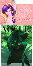 Size: 1280x2560 | Tagged: safe, artist:sugarberry, princess cadance, queen chrysalis, g4, ask, ask-cadance, tumblr, vogue