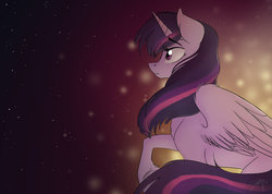 Size: 1024x731 | Tagged: safe, artist:bluefeathercat, twilight sparkle, alicorn, pony, g4, female, mare, solo, stars, twilight sparkle (alicorn)