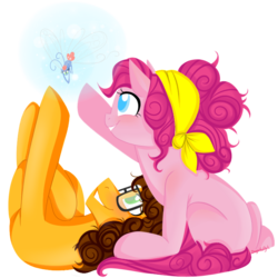 Size: 700x700 | Tagged: safe, artist:dragonfoxgirl, cheese sandwich, pinkie pie, breezie, earth pony, pony, g4, duo, female, male, mare, ship:cheesepie, shipping, simple background, stallion, straight, transparent background