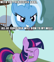 Size: 610x700 | Tagged: safe, trixie, twilight sparkle, g4, magic duel, my little pony: friendship is magic, exploitable meme, facehoof, image macro, meme, trixie vs everyone meme