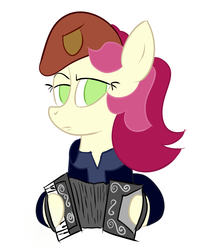 Size: 650x800 | Tagged: dead source, safe, artist:cylosis, roseluck, earth pony, pony, g4, accordion, dat face soldier, female, mare, musical instrument, remove kebab, simple background, solo, white background