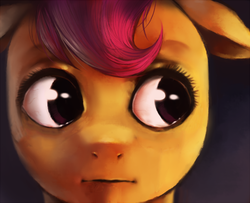 Size: 600x487 | Tagged: safe, artist:crookedtrees, artist:thepolymath, edit, scootaloo, g4, female, solo, uncanny valley