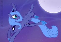 Size: 1800x1238 | Tagged: safe, artist:egophiliac, princess luna, g4, female, moon, s1 luna, solo