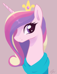 Size: 1319x1718 | Tagged: safe, artist:steffy-beff, princess cadance, pony, clothes, female, mare, scarf, smiling, solo