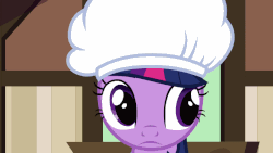 Size: 800x450 | Tagged: safe, screencap, twilight sparkle, pony, g4, the last roundup, animated, chef's hat, female, hat, lidded eyes, solo, wink