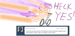 Size: 781x376 | Tagged: safe, scootaloo, g4, ask, female, segway guy, solo, tumblr
