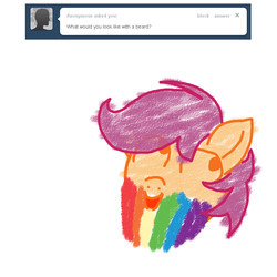 Size: 800x800 | Tagged: safe, scootaloo, g4, ask, beard, tumblr