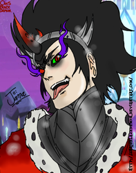 Size: 1455x1846 | Tagged: safe, artist:chrisblazedemon, king sombra, human, g4, humanized, male, solo, tongue out