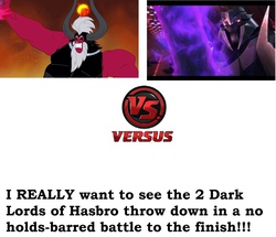 Size: 1274x1096 | Tagged: safe, lord tirek, g4, megatron, megatron vs tirek, pony confession, transformers, transformers prime, villain fight