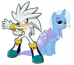 Size: 480x423 | Tagged: artist needed, source needed, safe, trixie, g4, crossover, male, pose, silver the hedgehog, sonic the hedgehog, sonic the hedgehog (series)