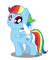 Size: 600x699 | Tagged: safe, artist:ellisarts, rainbow dash, g4, bow, female, filly, filly rainbow dash, solo, younger