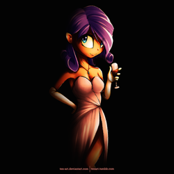 Size: 1280x1280 | Tagged: safe, artist:tenart, rarity, human, g4, clothes, dress, evening gloves, humanized, necklace, wine glass