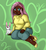 Size: 1280x1400 | Tagged: safe, artist:collaredginger, angel bunny, fluttershy, human, g4, chubby, clothes, dark skin, fat, humanized, sweater, sweatershy, undercut