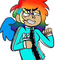 Size: 512x512 | Tagged: safe, artist:tranibro, rainbow dash, human, g4, female, humanized, solo, winged humanization